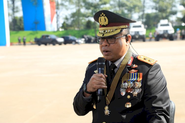 Polri Gelar Upacara Hari Bhayangkara Ke-80 di Satlat Korbrimob Cikeas