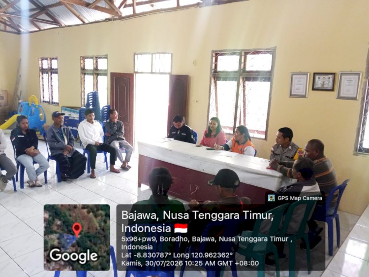 BHABINKAMTIBMAS DESA BOMARI HADIRI RAPAT PERSIAPAN PENERIMAAN MAHASISWA KKN, WUJUDKAN SITUASI KAMTIBMAS YANG AMAN DAN KONDUSIF ‎