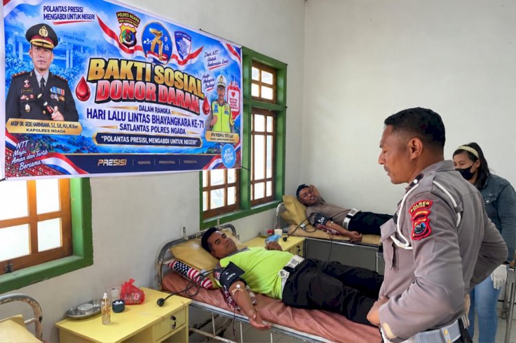 Setetes Darah, Sejuta Harapan: Satlantas Polres Ngada Gelar Donor Darah dalam Rangka HUT Lalu Lintas Bhayangkara ke-71