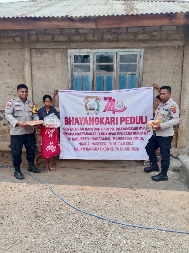 POLSEK SOA POLRES NGADA SALURKAN BANTUAN SEMBAKO, WUJUD NYATA KEPEDULIAN POLRI UNTUK WARGA TERDAMPAK GEMPA BUMI FLORES