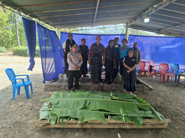 POLSEK GOLEWA DAMPINGI PENYELESAIAN MASALAH MELALUI RITUAL ADAT ZIO MILO RASI ZIA NUA LATE DI KAMPUNG LATE